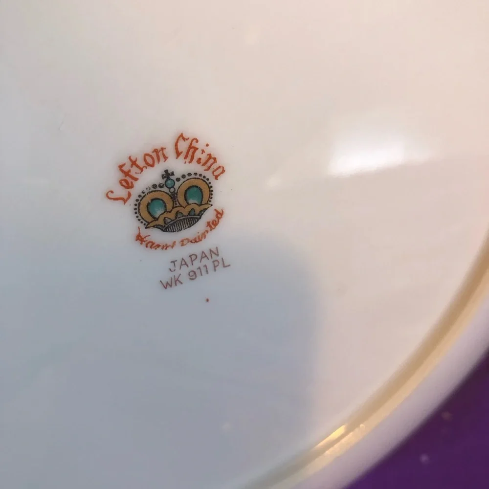 Lefton China Hand Painted Grapes Pattern Plate Vintage